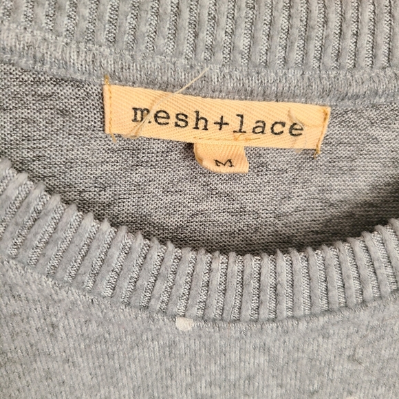 🦩3/$30 Mesh and Lace Gray Holiday Sweater - Picture 2 of 4